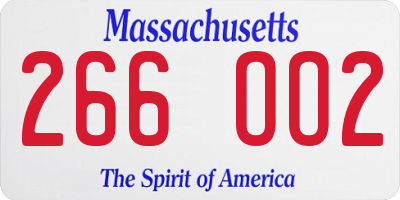 MA license plate 266OO2