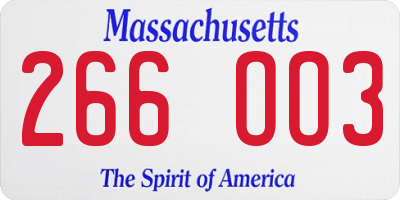 MA license plate 266OO3