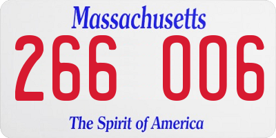 MA license plate 266OO6