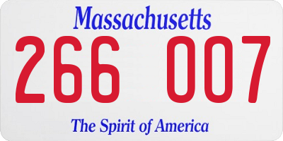 MA license plate 266OO7