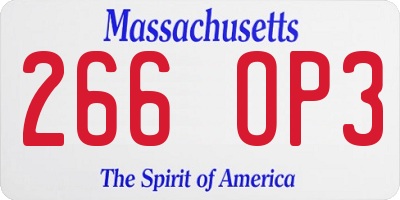 MA license plate 266OP3