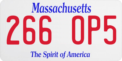 MA license plate 266OP5