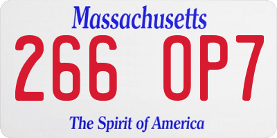 MA license plate 266OP7