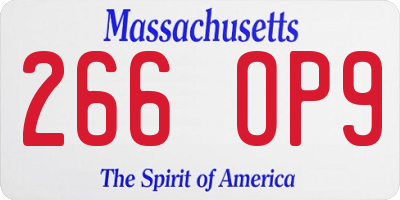 MA license plate 266OP9
