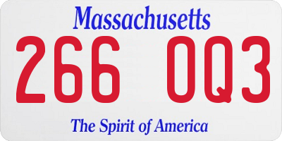 MA license plate 266OQ3