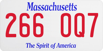 MA license plate 266OQ7