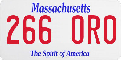 MA license plate 266OR0