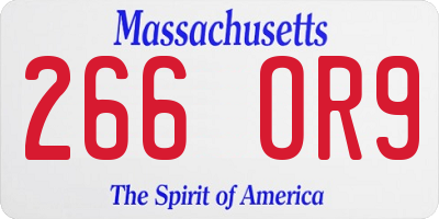 MA license plate 266OR9