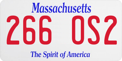 MA license plate 266OS2