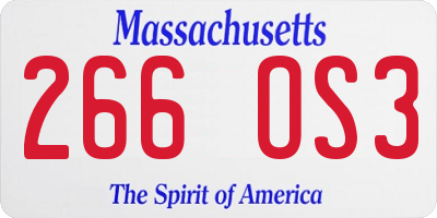 MA license plate 266OS3