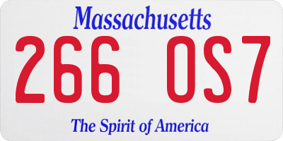 MA license plate 266OS7