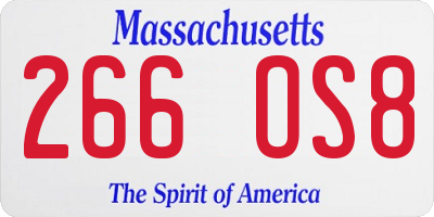 MA license plate 266OS8