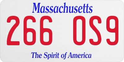 MA license plate 266OS9