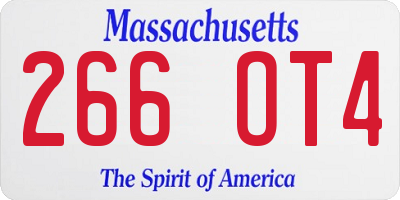 MA license plate 266OT4