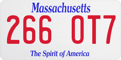 MA license plate 266OT7