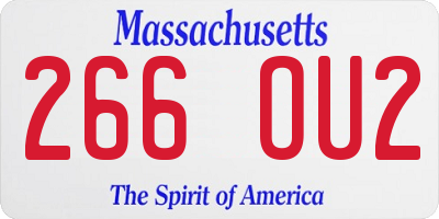 MA license plate 266OU2