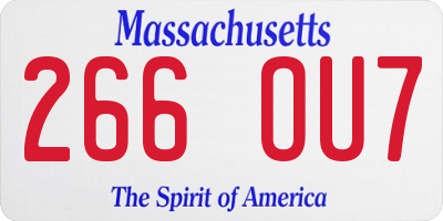 MA license plate 266OU7