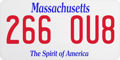 MA license plate 266OU8