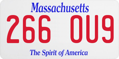 MA license plate 266OU9