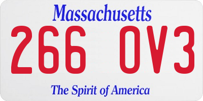 MA license plate 266OV3