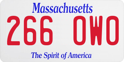 MA license plate 266OW0