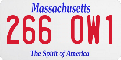 MA license plate 266OW1