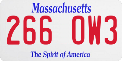 MA license plate 266OW3