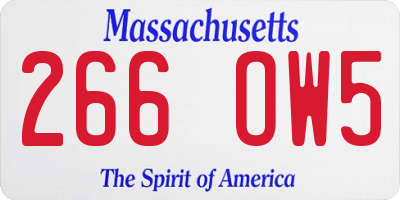 MA license plate 266OW5