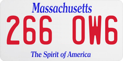 MA license plate 266OW6