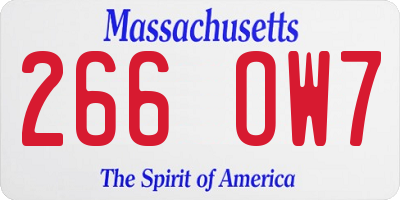 MA license plate 266OW7