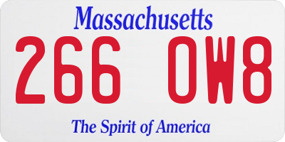 MA license plate 266OW8