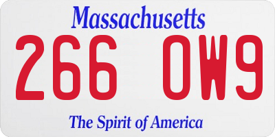 MA license plate 266OW9