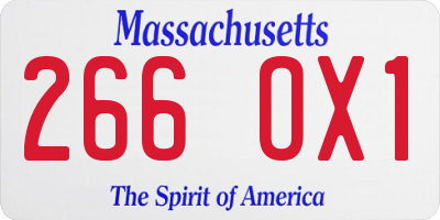 MA license plate 266OX1