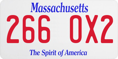 MA license plate 266OX2