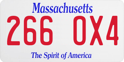 MA license plate 266OX4