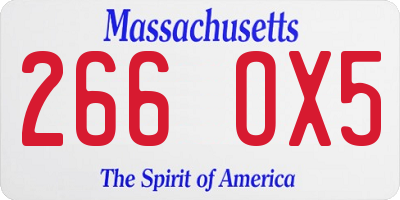 MA license plate 266OX5