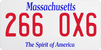 MA license plate 266OX6