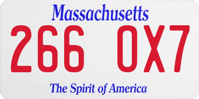 MA license plate 266OX7