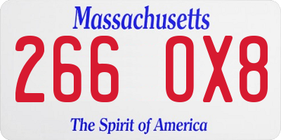 MA license plate 266OX8