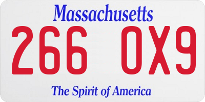 MA license plate 266OX9