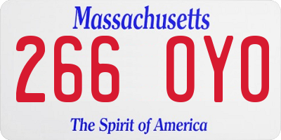 MA license plate 266OY0