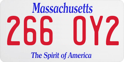 MA license plate 266OY2