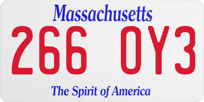 MA license plate 266OY3