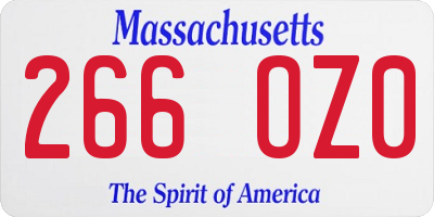 MA license plate 266OZ0