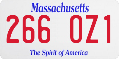 MA license plate 266OZ1