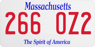MA license plate 266OZ2