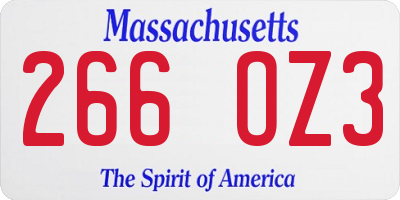 MA license plate 266OZ3