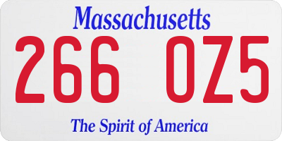 MA license plate 266OZ5