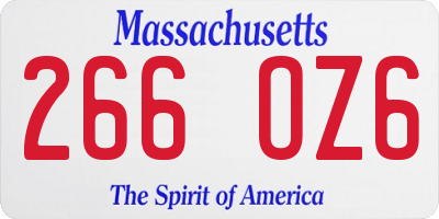 MA license plate 266OZ6