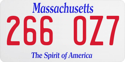 MA license plate 266OZ7